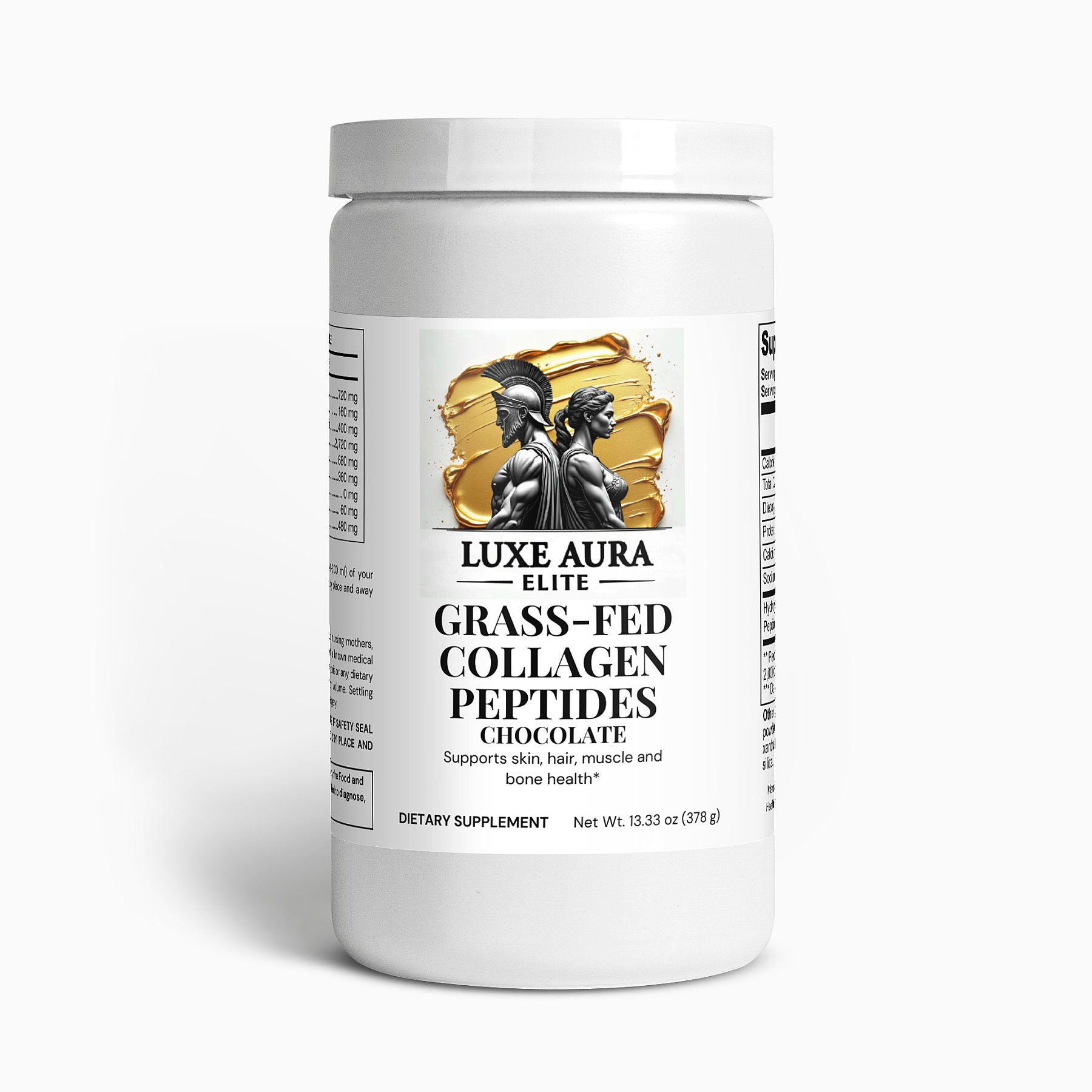 Luxe Aura Elite Grass-Fed Collagen Peptides Powder (Chocolate)