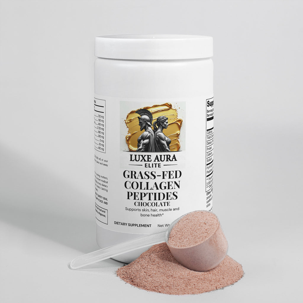 Luxe Aura Elite Grass-Fed Collagen Peptides Powder (Chocolate)