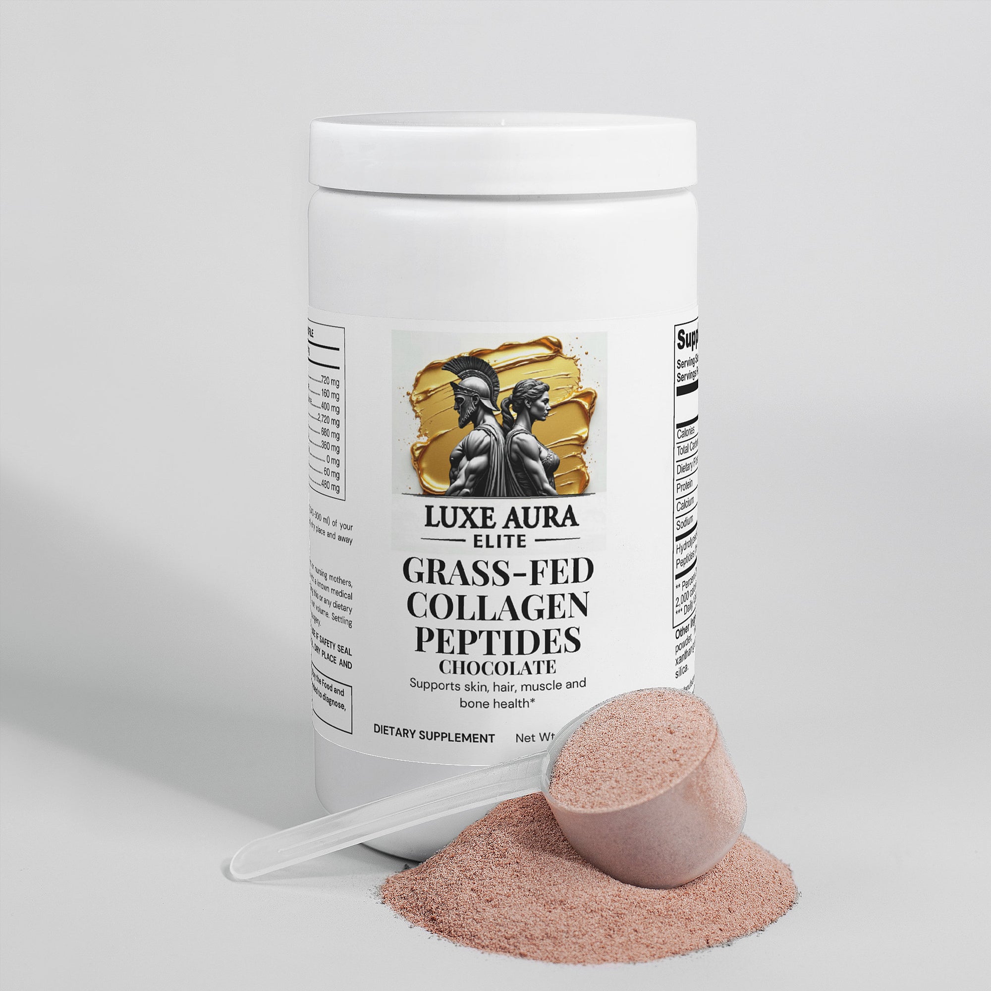 Luxe Aura Elite Grass-Fed Collagen Peptides Powder (Chocolate)
