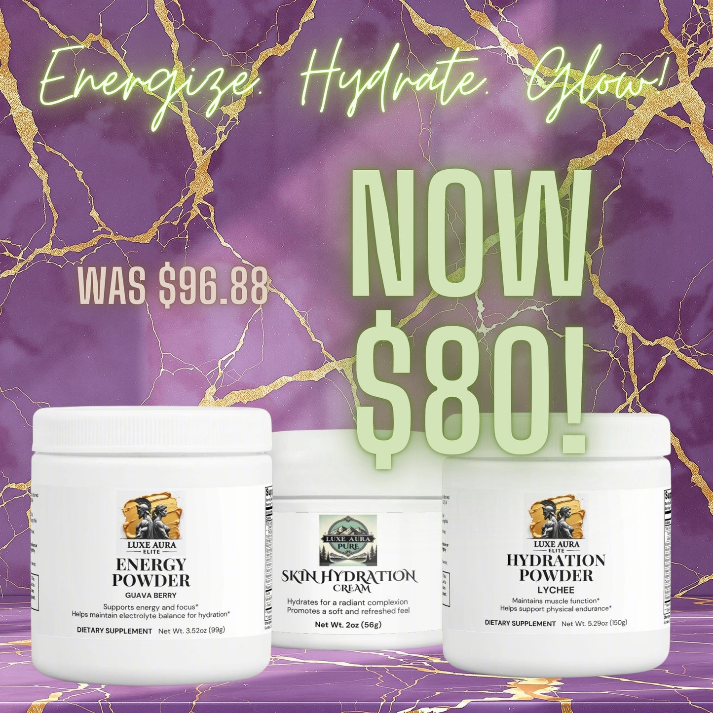 Hydrate, Energize, and Glow Bundle