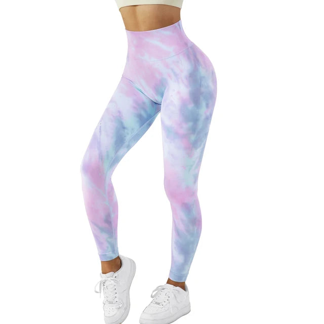 Luxe Aura Tie Dye Seamless Leggings For Women